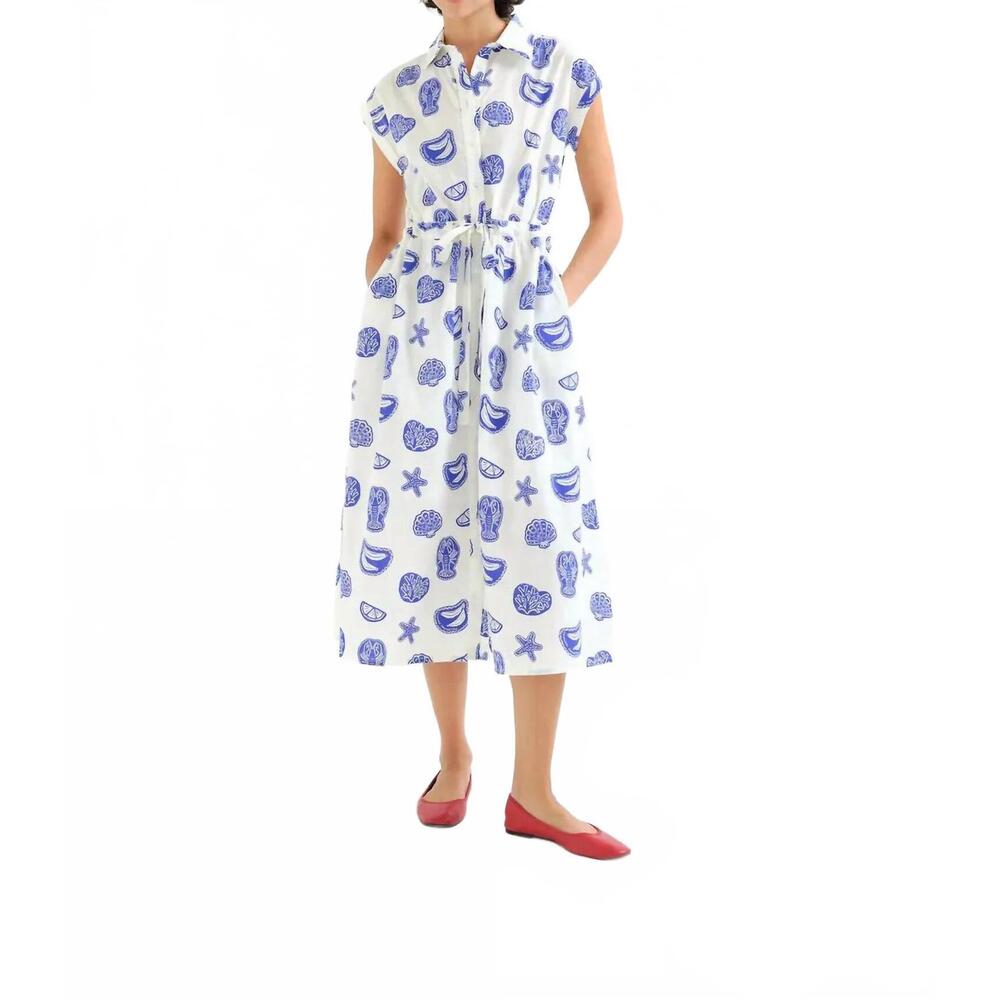 NEW COMPANIA FANTASTICA lobster midi dress in blue